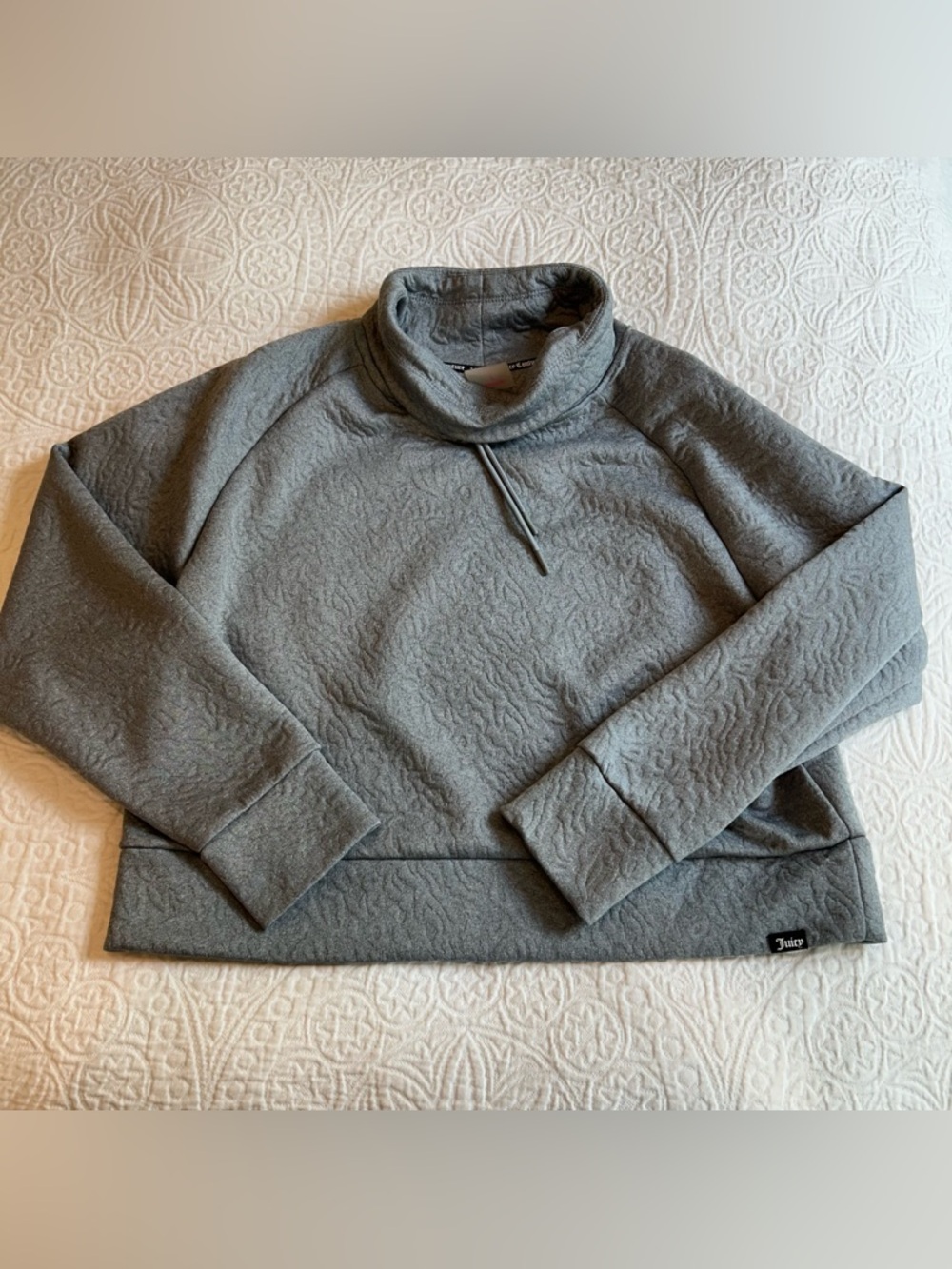 Juicy Couture Heather Gray Quilted Funnel Neck Active Sweatshirt